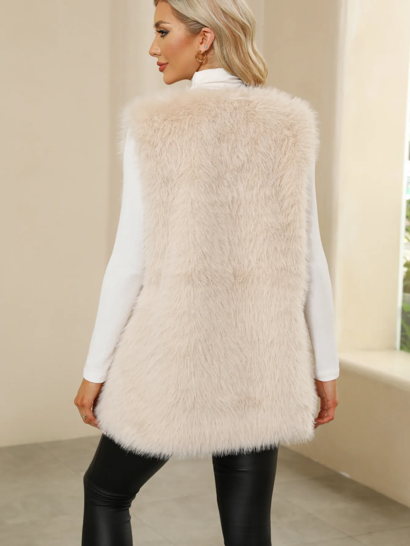 Women Faux Fox Fur Vest Autumn Winter Ladies Sleeveless Long Fur Coat Female Fur Vest Waistcoat Black Rose Blue Fur Vest Jacket