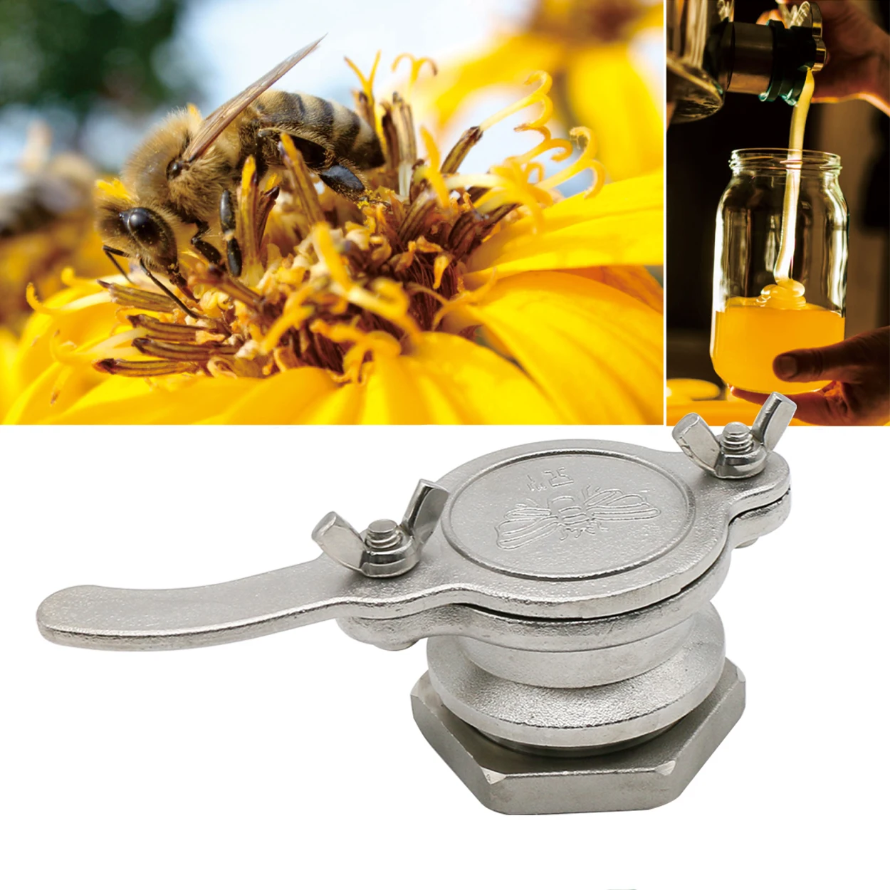 

1Pc Stainless Steel Honey Gate Honey Valve Honey Tap for Honey Extractor Valve Beekeeping Supplies Equipment Sturdy Durable