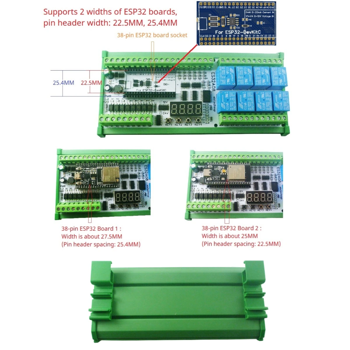 DC 12V 24V 8AI-8DI-8DO Multifunction ESP32 Expansion Board RS485 4-20MA 0-5V 0-10V Analog Collection Wifi Relay Switch DIY