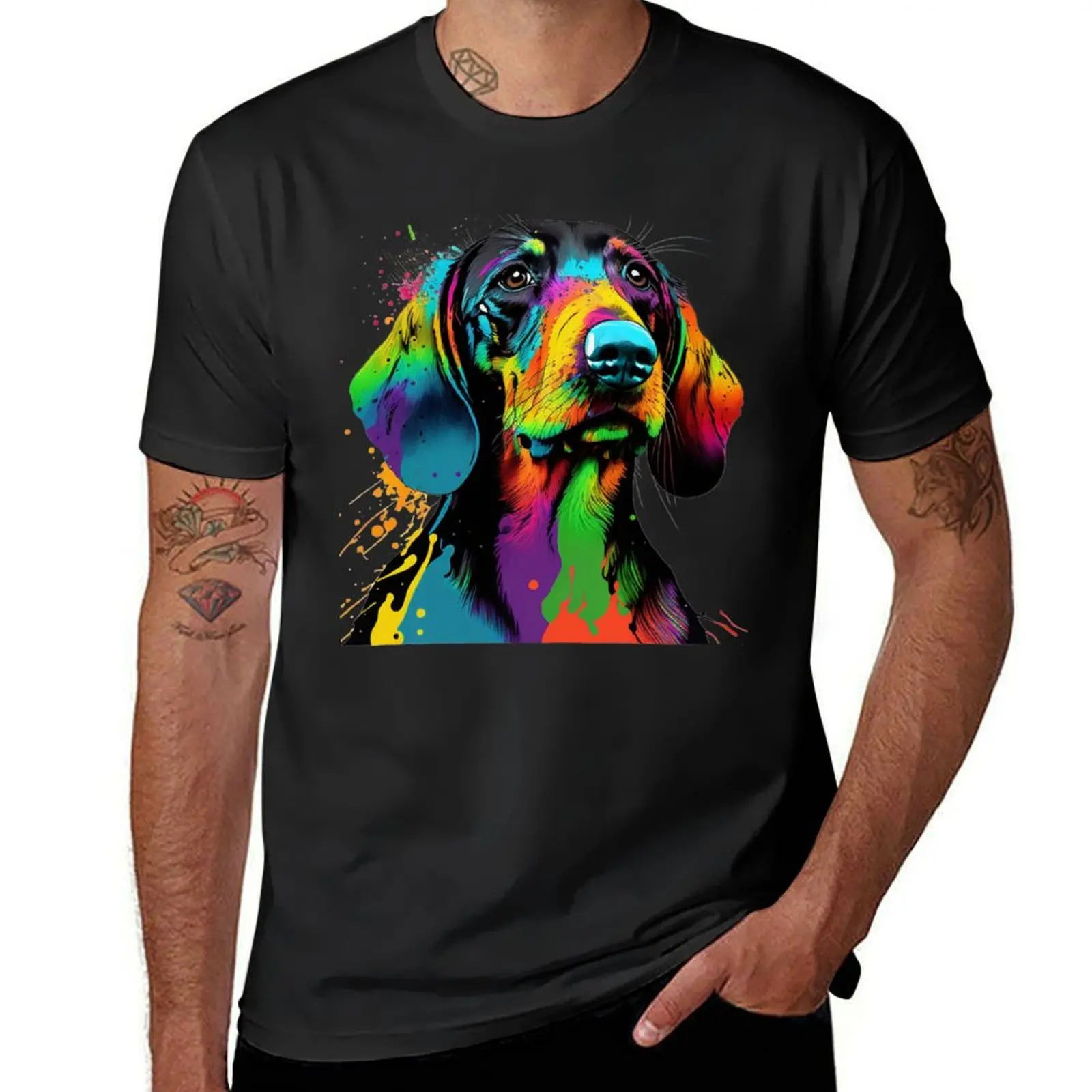 Colorful Pop Art Dachshund for Badger dog Owner T-shirt tops boys animal print anime t shirts men