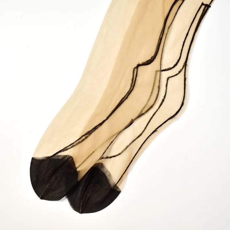 Woman Retro Middle Sew Pure Nylon Non Stretch Glass Silk Stockings Real Shot Stitching Sexy Charming Glamorous Paragraph view 3