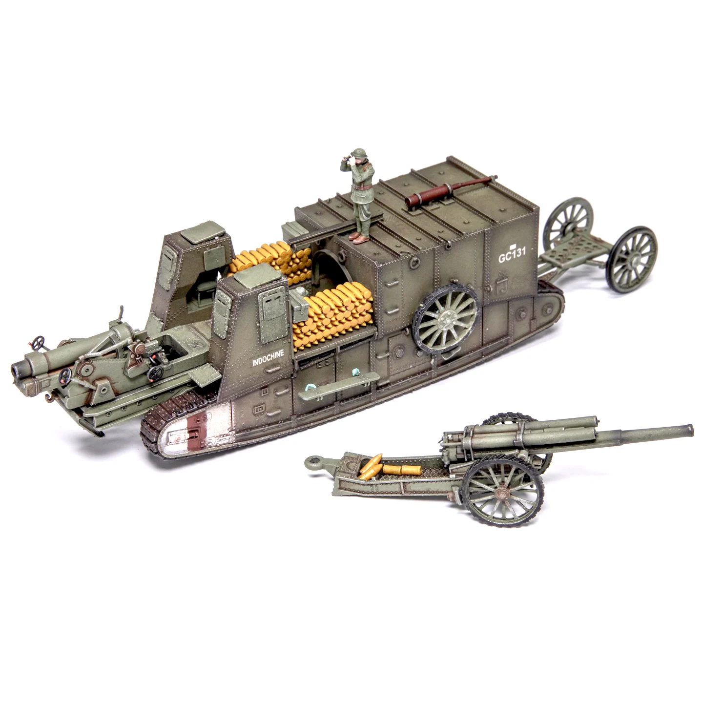 

Тракторный пистолет AM 1/72 British Mark 1 (Gun Carrier Mk. I)+Модель солдата Статическая готовая модель продукта