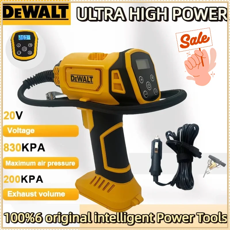

Dewalt Cordless Rechargeable Handheld Electric Air Pump for Car Tire Inflator Compressor Automatic with Digital Pressure Gauge