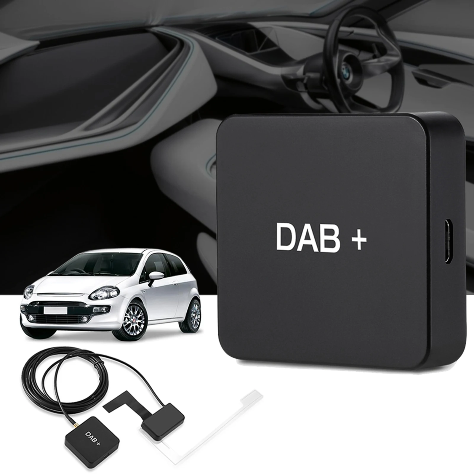 DAB 004 DAB Box Digital Radio Antennentuner FM-Übertragung USB für Autoradio Android 5.1 (nur für Länder haben DAB-Signal).