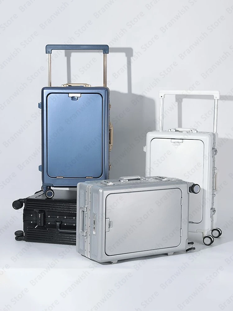 Valise de base avec poche avant pour ordinateur portable, valise à roulettes large avec fileurs, valise pour voyage d'affaires