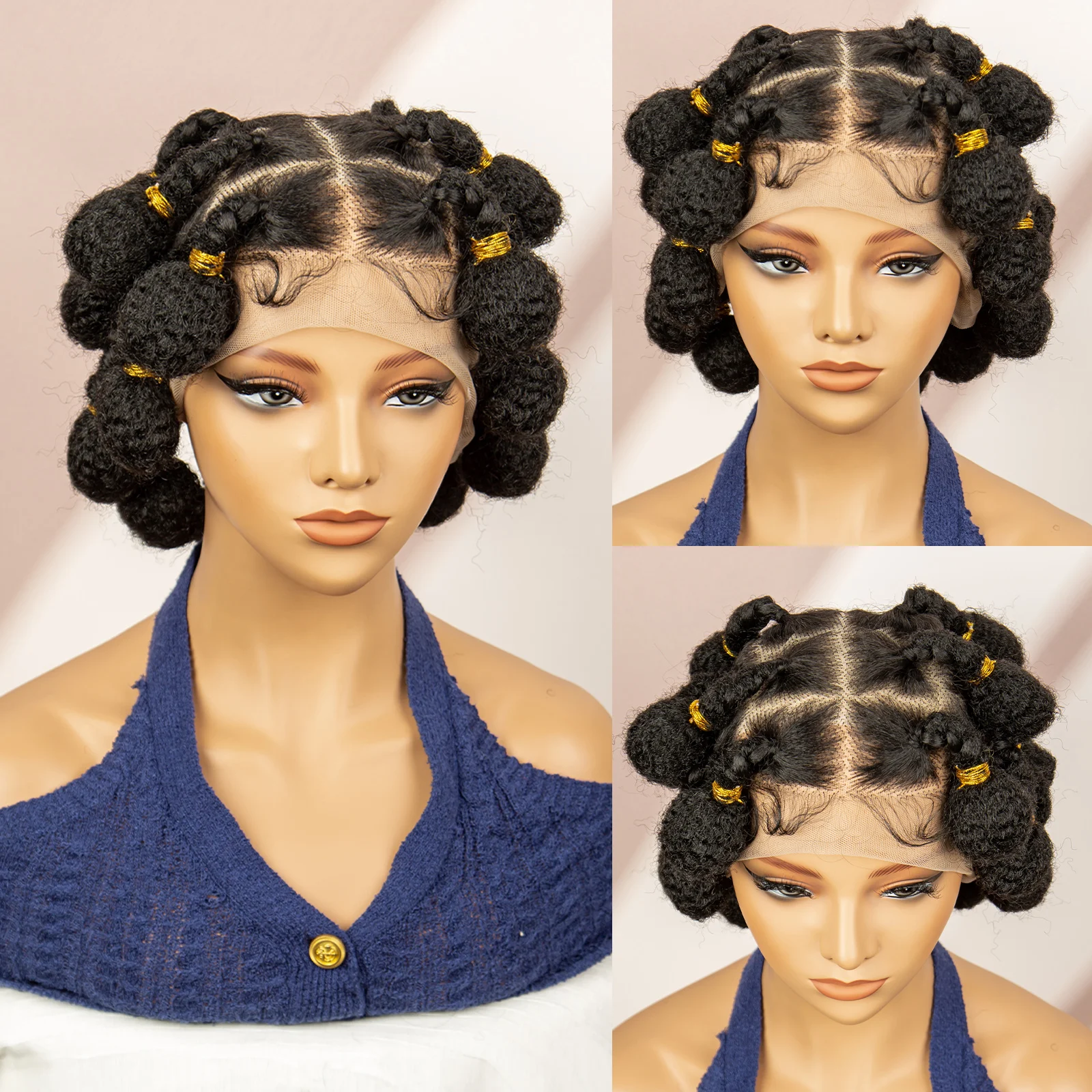 Synthetic Crochet Braided Wigs for Women Bantu Braided Wigs Full Lace Braiding Hair Short Lace Wigs Locs Braids Wig