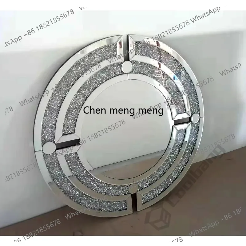 Luxury Style Home Decorative Mirror Crushed Diamond Round Wall Mirror