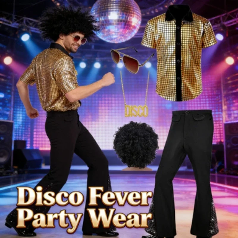 

70s Boys Classic Casual Retro Glossy Suit Disco Show Christmas Costume