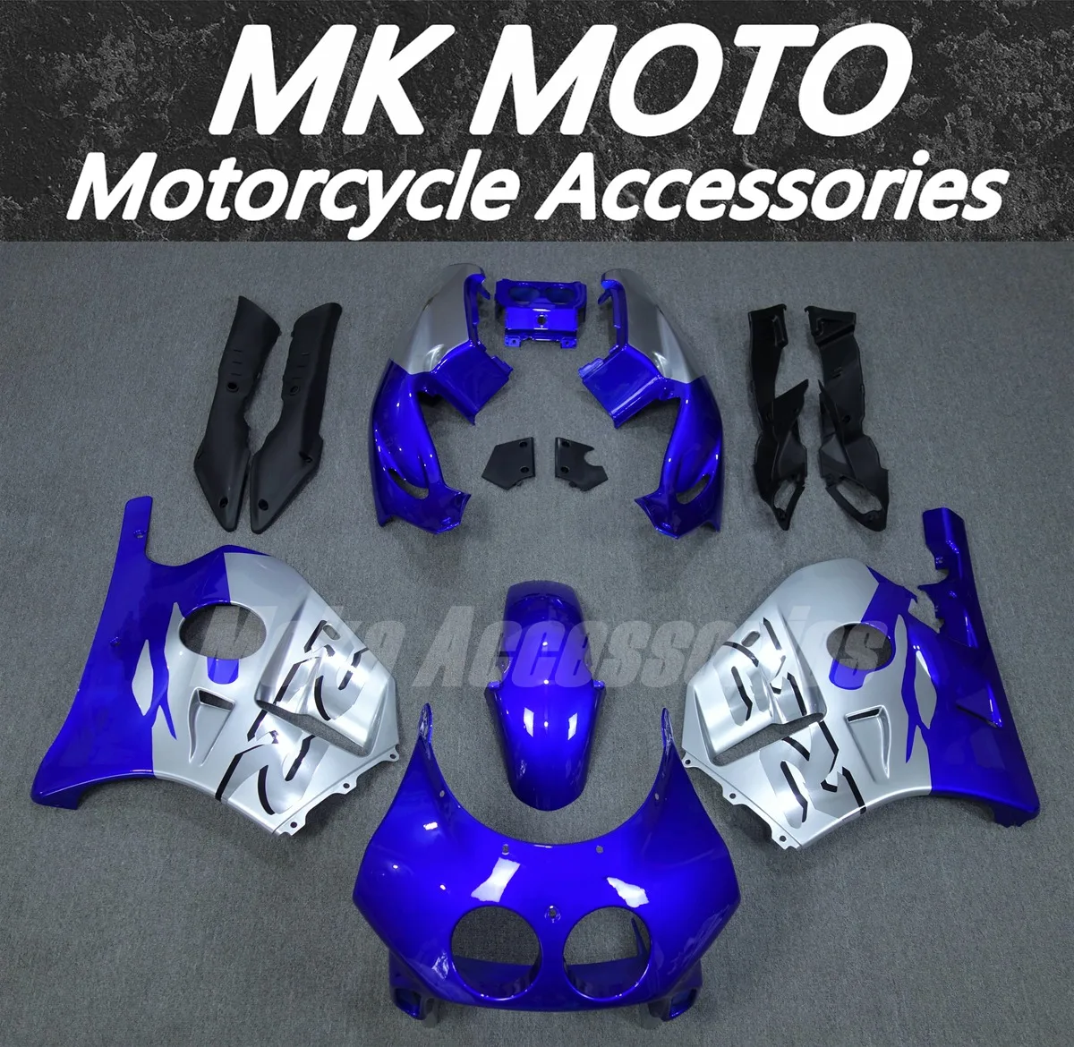 

Moke moto Fairings Kit Fit For Cbr250rr Mc22 1990 1991 1992 1993 1994-1999 Bodywork Set High Quality ABS Injection Blue Silver