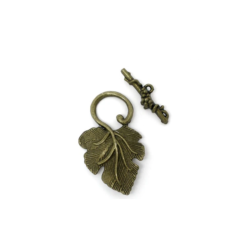 Doreen Box Lovely 20 Sets Antique Bronze Color Grape Charm Toggle Clasps DIY Necklace Bracelet Findings 37mm x 23mm-25mm x 8mm