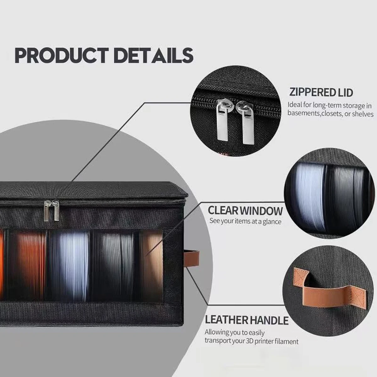 1/2/3pcsFilament Storage Bag 3D Printer Filament Storage Containers 3D Printing Accessories Holder Rack for Home Office Workshop
