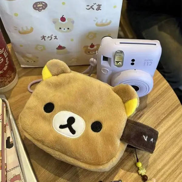New hot Rilakkuma Cartoon Cute Teddy Bear Classic Zero Wallet Earphone Bag Plush Storage Bag Portable Wallet Birthday Gift