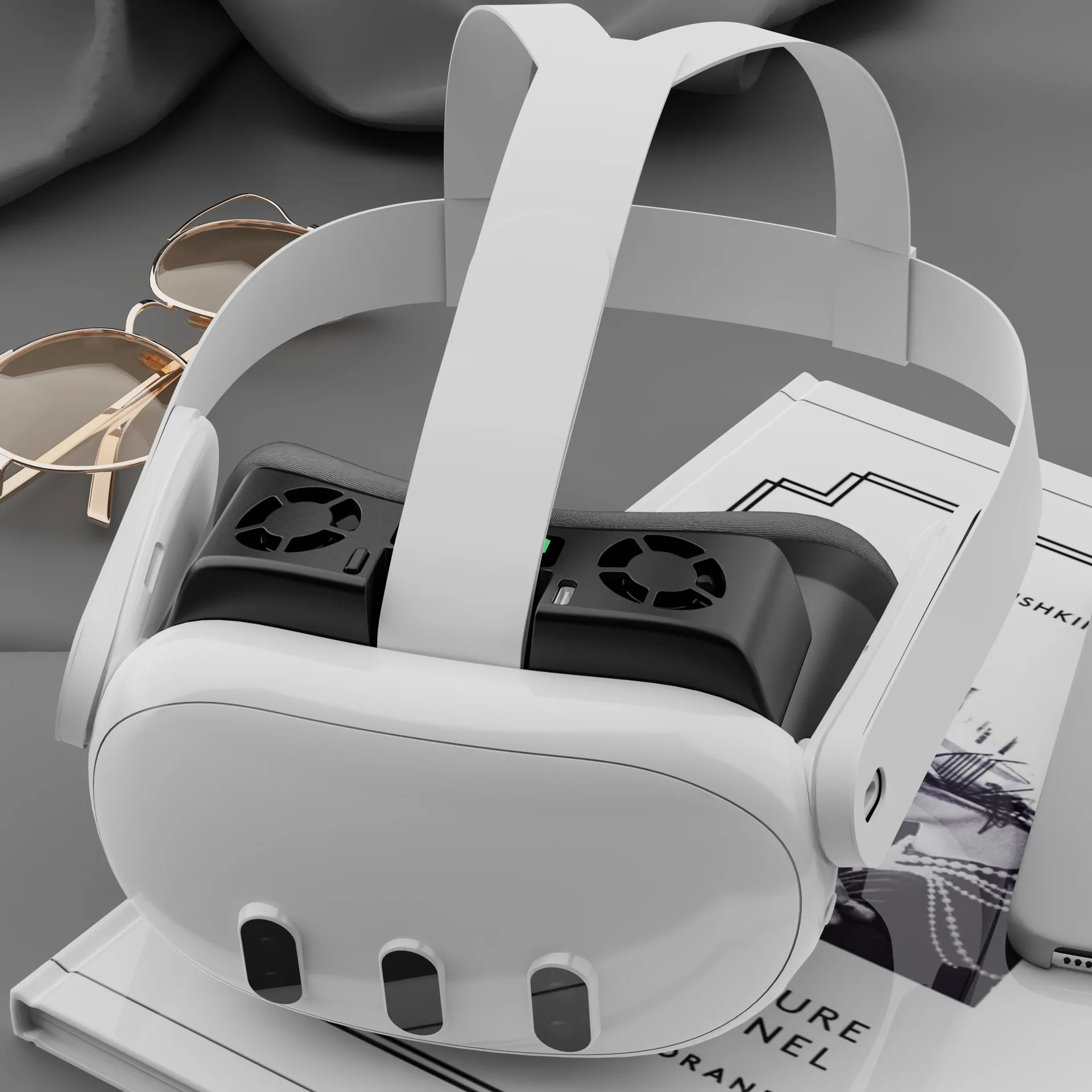 2025 جديد لمروحة تبريد Meta Quest 3 VR لـ Oculus Quest 3 مع تظليل RGB ومروحة قابلة للتنفس غطاء وجه لقناع العين