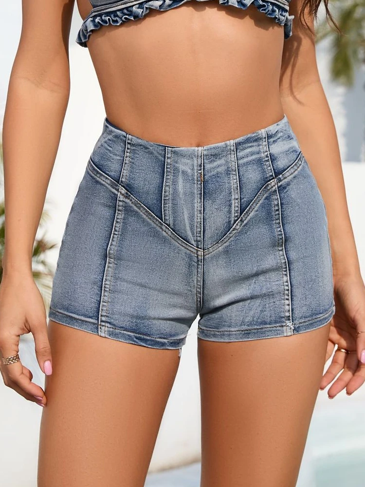 

High Waist Stretchy plus Size Summer Denim orts Women's Jeans High Elastici Slimming Effect Cross-Border New Arrival