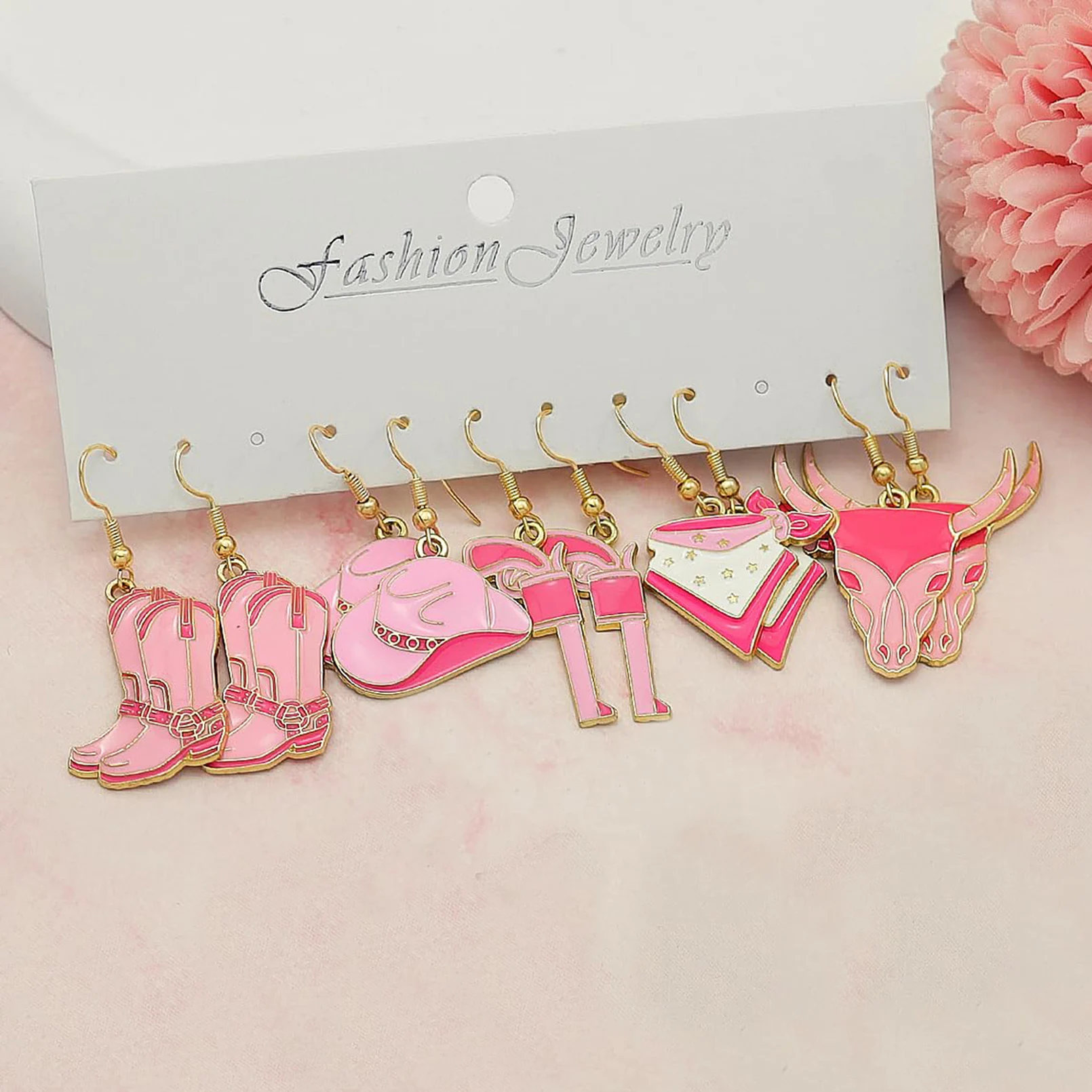New Western Drop Dangle Earrings for Women Cowboy Series Earrings Rodeo Boots Enamel Hat Pistol Pendant Earring Charms Jewelry