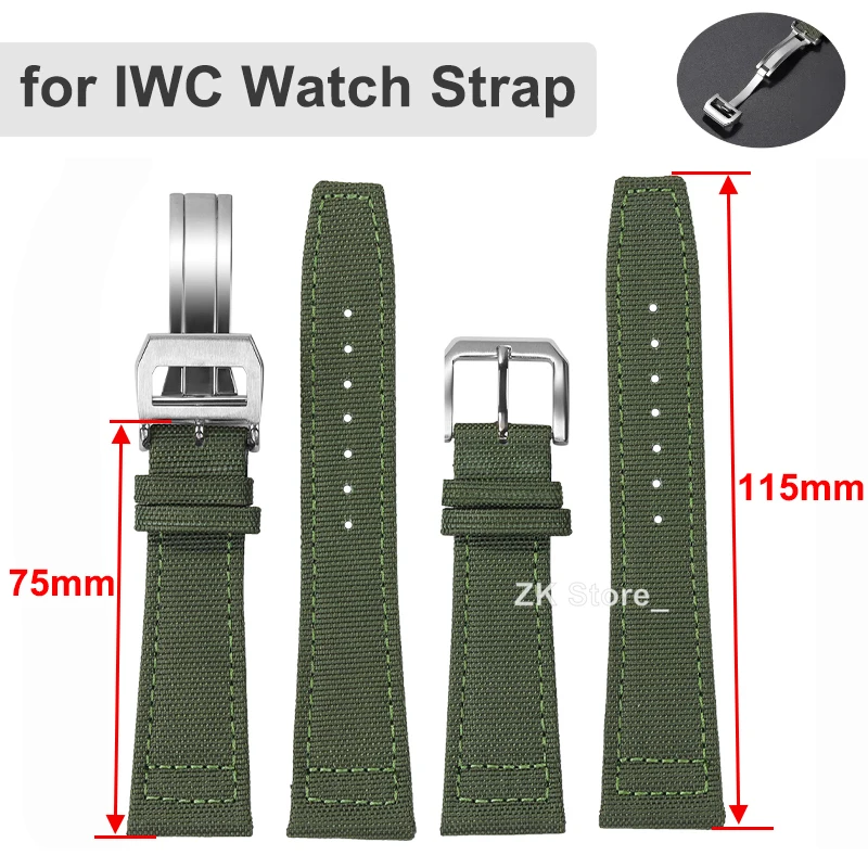 

Nylon Canvas Genuine Leather Watch Straps 20mm 21mm 22mm for IWC PILOT Replacement Bracelet Bands for Men Cowhide Wrist Belts