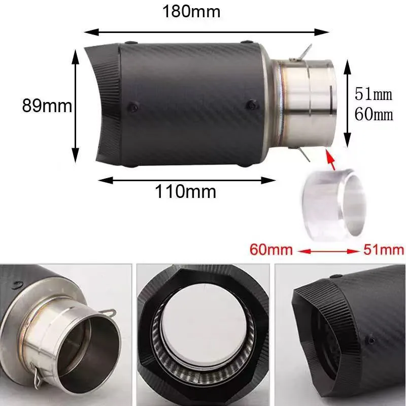 

Universal AR 51mm 60mm Carbon Fiber Motorcycle Exhaust Muffler Pipe Titanium Alloy Motorcycle Racing Exhaust Pipe Accessories