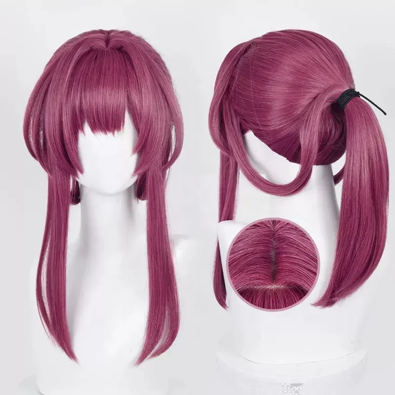 45cm Long Straight Dark Rose Star Rail Game Kafka Cosplay Wig Synthetic Anime Halloween Party Wig