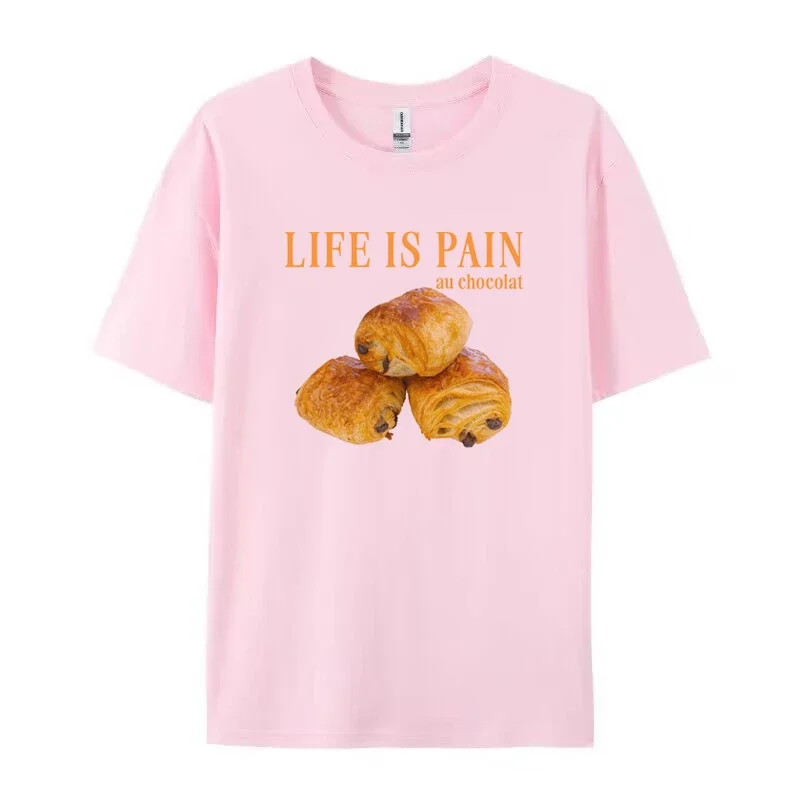 Pain Au Chocolat Funny Quotes T-Shirt Cute Food Graphic Tees Women Casual Croissant Bread Lover Shirt Unisex Summer Clothes Gift