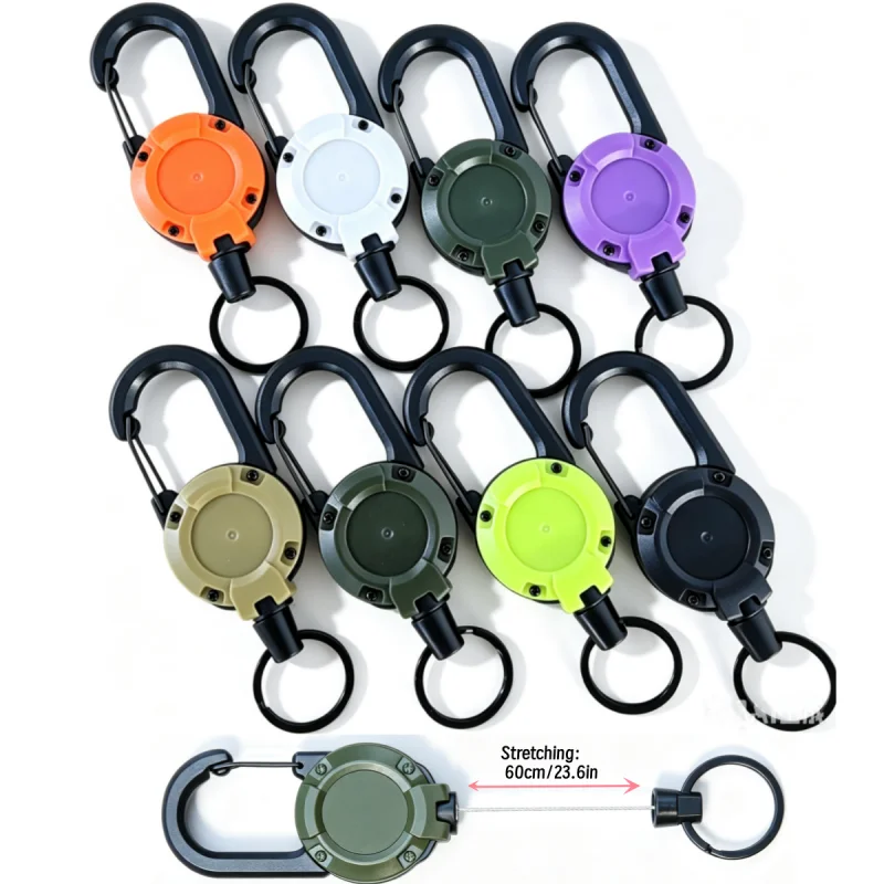 Heavy-Duty Extendable Keychain With 23.62 inch Steel Wire Rope - Tactical Climbing Buckle, Anti-Theft Multifunctional Tool