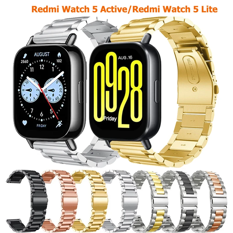 Stainless Steel Bracelet Strap For Redmi Watch 5 Active Luxury Metal Watchband For Redmi Watch 5 Lite Smartwatch Band Correa ﻿