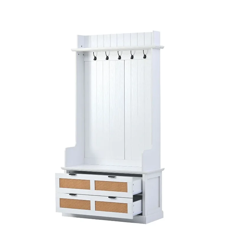 Hot Sale Coat rack metal hook rattan drawer storage