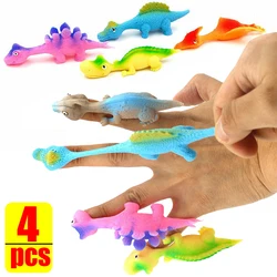 1-4pcs Creative Finger Catapult Dinosaur Slingshot Sticky Wall Toys for Adults and Kids Vent Stress Relief Catapult Dinosaur Toy