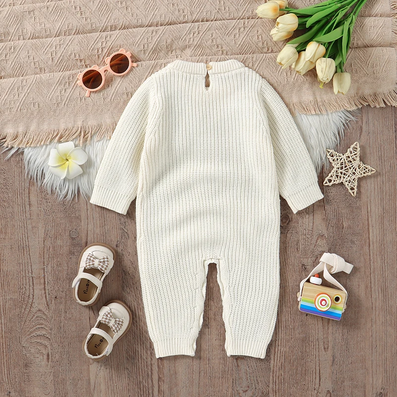 

Newborn Baby Romper Knit Toddler Children Clothes Fashion 3D Bows 0-18M Overalls Sweater Infant Girl Jumpsuit Long Sleeve Autumn