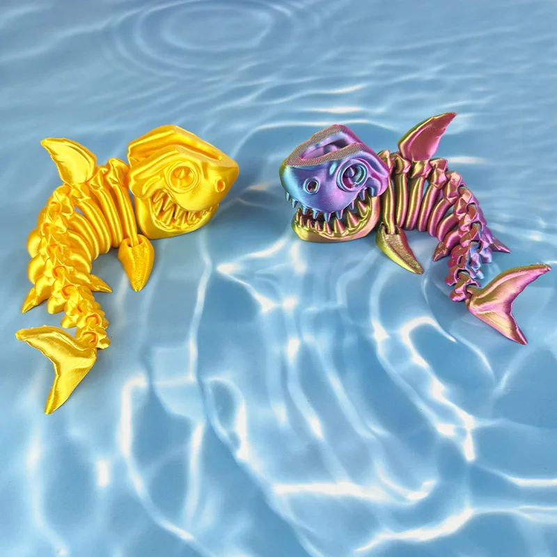 ثلاثية الأبعاد الطباعة القرش الهيكل العظمي المنقولة الإبداعية هدية نماذج للحيوانات الشكل لعبة أطفال المنزل الحرف اليدوية متعدد الألوان سيارة زخرفة #6