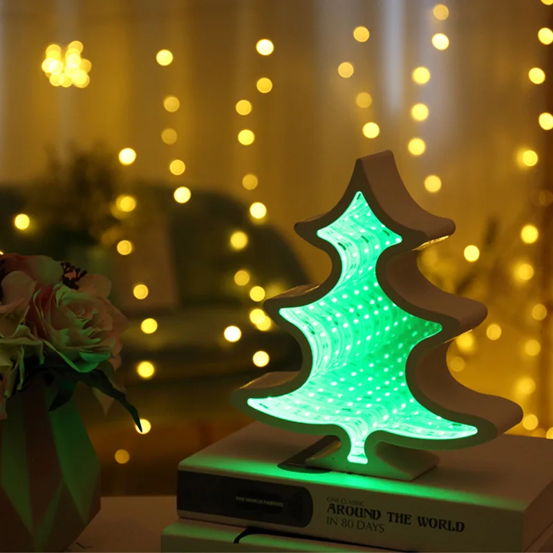 Lampu meja Led bentuk hati Bintang Dekorasi Rumah Natal lampu Led terowongan 3D kreatif lampu meja warna kustom pabrik