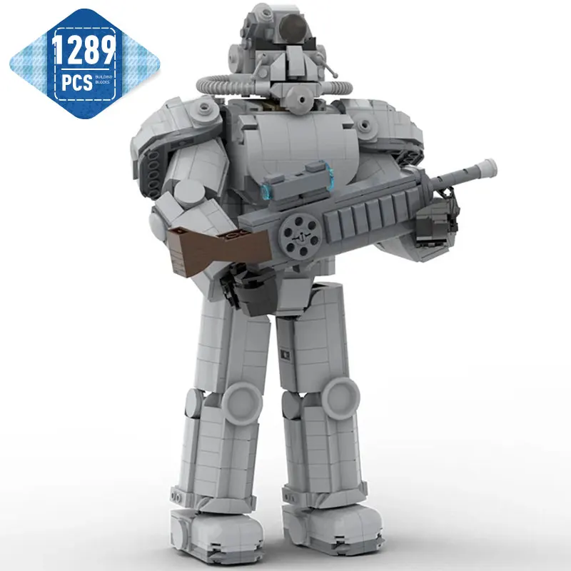 MOC Game Fallouted Winterized T-51b Power Armor Robot Model Building Blocks Mech Action Figures Constructor Bricks Toys Gifts