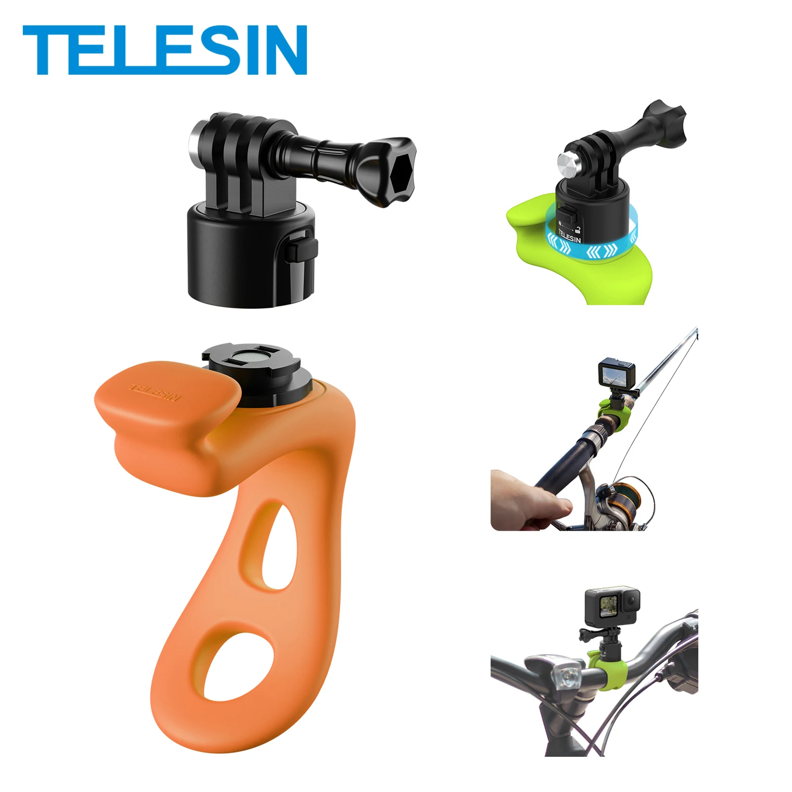 TELESIN Quick release Silicone Action Camera Mount Adjustable Mini Soft Bracket For Gopro Insta360 DJI OSMO Action