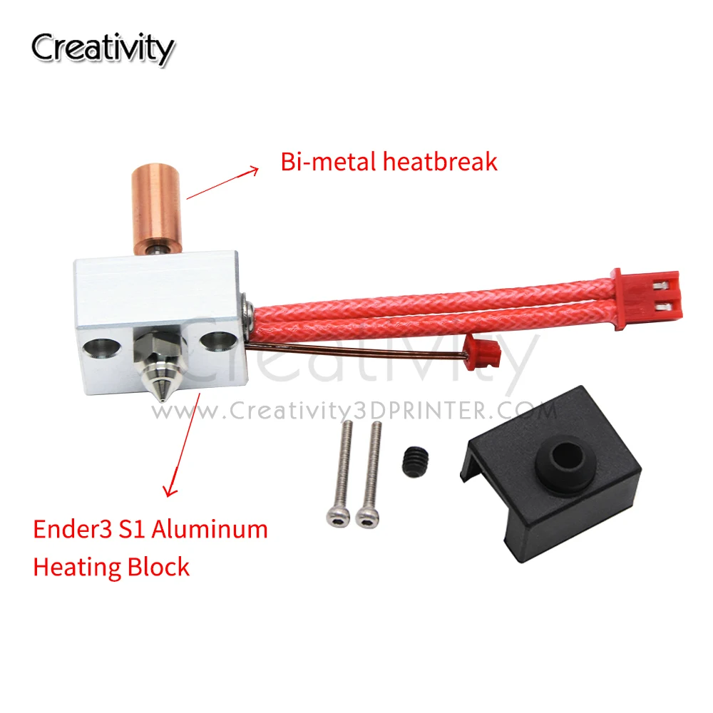 

Heating Block Kit for Ender 3 S1/S1 Pro High Temperature 300°C Thermistor Heater Bimetal Throat Heated Block Sprite Extruder Kit