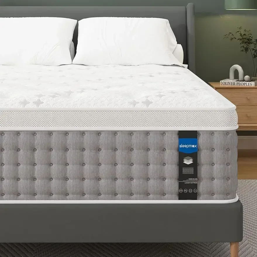 Sleepmax-Hybrid Bed Mattress in a Box, Memory Foam, Individual Pocket Springs, 12