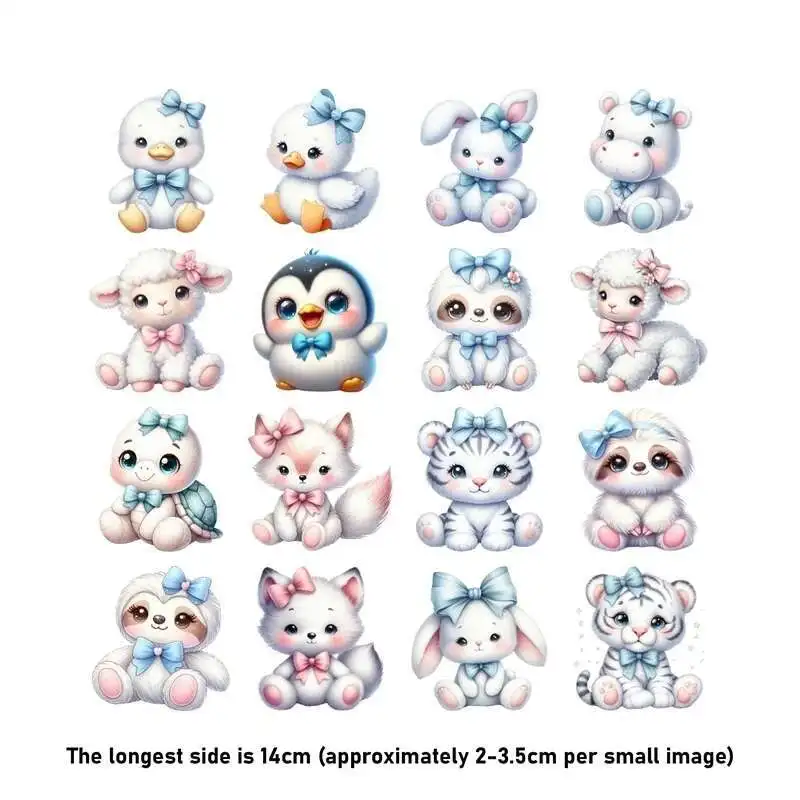 دعوى الكرتون البطريق جرو الدب الحديد على نقل الحرارة ملصق لعبة ملابس دمى Pinted الفينيل الحرارية قابل للغسل تي شيرت عشاري