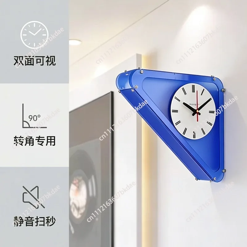 Living Room Minimalism Clocks Two-sided Wall Clocks Triangle Modern Clock Mechanism Silent Design Clock Watch for Decoration