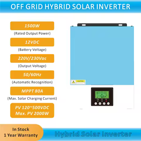1500W инвертор 12v 220v чистый синус 80A MPPT Pure Sine Wave Off Grid Hybrid Home Solar Inverter Charger