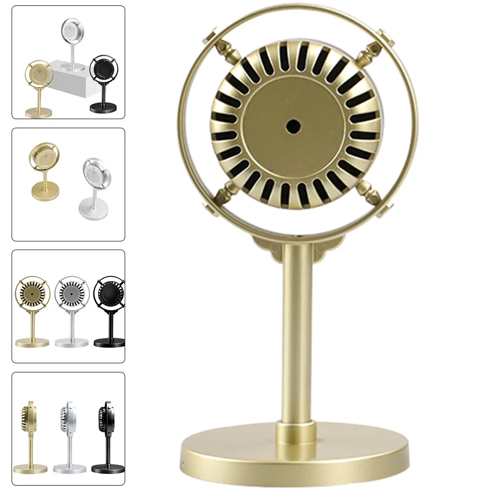 Retro Microphone Prop Vintage Style Rose Gold Plastic Simulation Mic for Party Decor Stage Performance Karaoke Costume Role Play