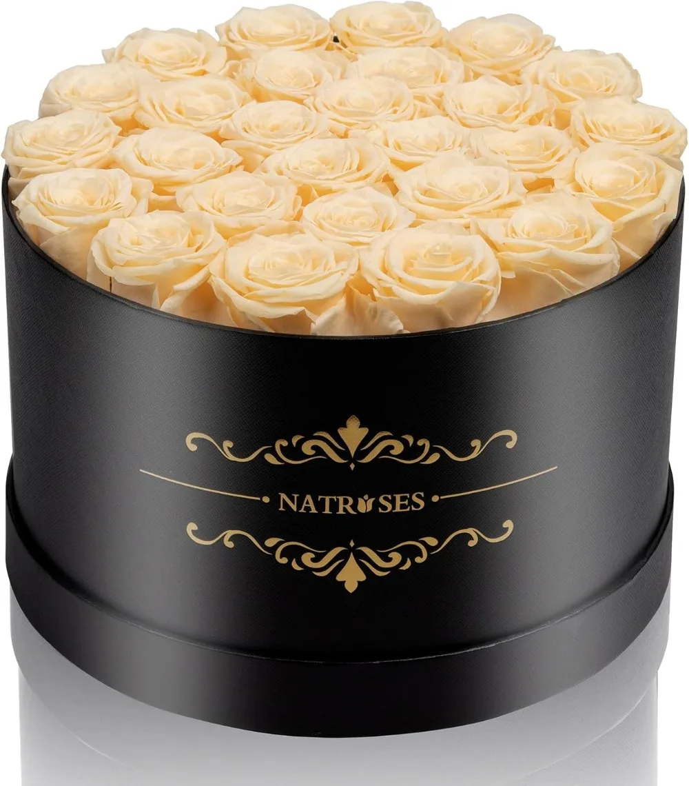 

27 Piece Forever Preserved Roses in a Box, Perfect for Birthday Gifts, Mom's Day, or Buttermilk Decor
