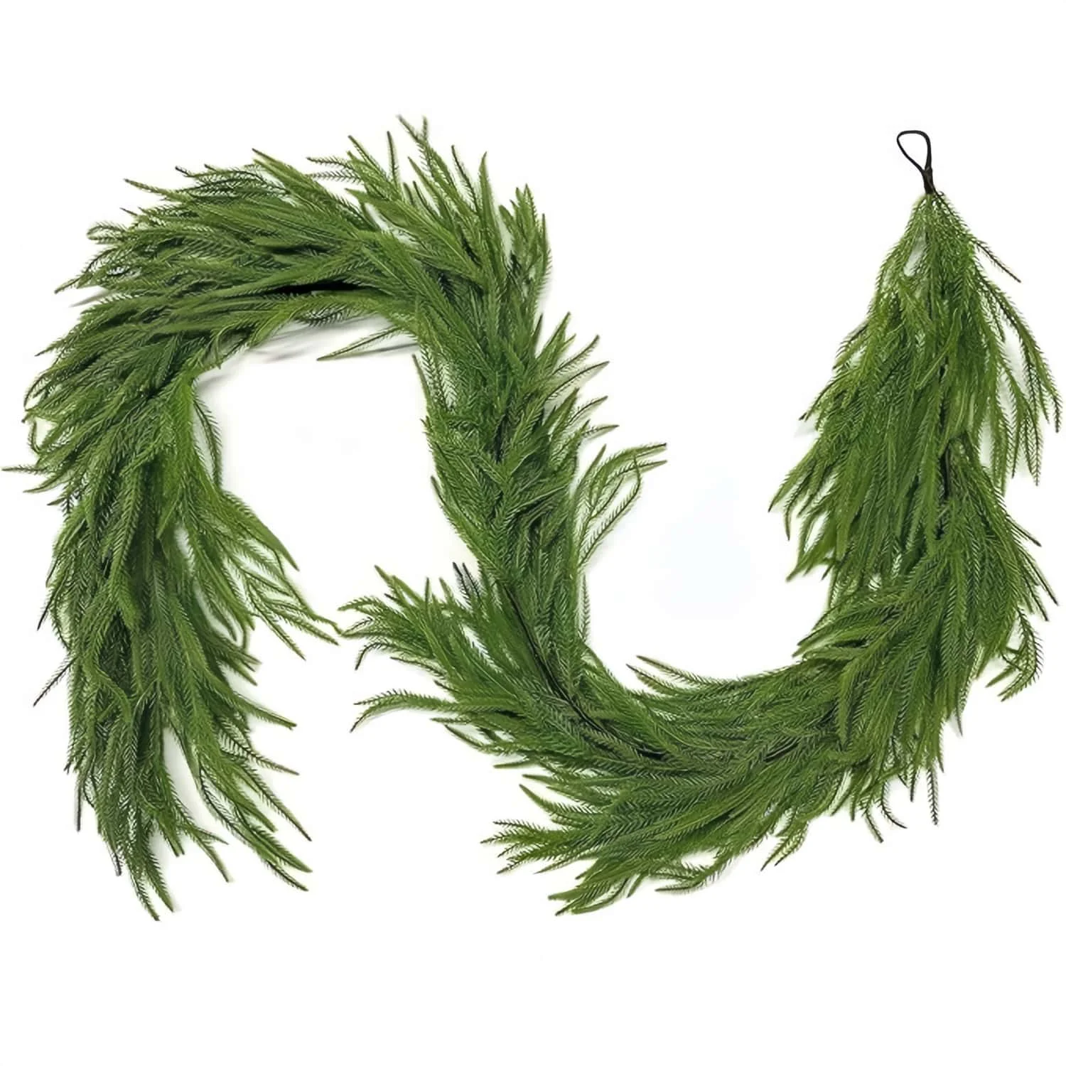 Guirlanda Artificial de Pinheiro Norfolk de 180cm, Folhagem Verde Falsa para Decoração de Natal, Feriados, Casa, Jardim e Mesa de Casamento