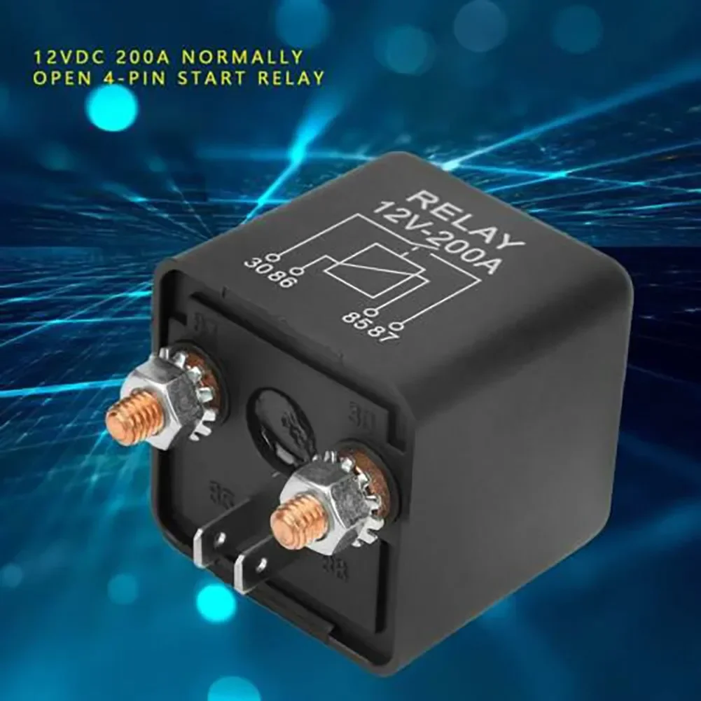 VERYUS 4 Pin Battery Switch Relay 12V 200A Electromagnetic Isolating Relay  Dual Battery Isolator Relay Current Start Relay Car