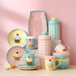 Complete Tableware of Dishes Pieces Children's Dinner Plate Cake Series Tableware Set of Plates Plates for Food Serving 36
