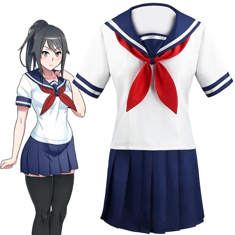 Anime Yandere Simulator Cosplay Ayano Aishi Costume Women Sailor JK Uniform Outfits Halloween Carnival Party Suit