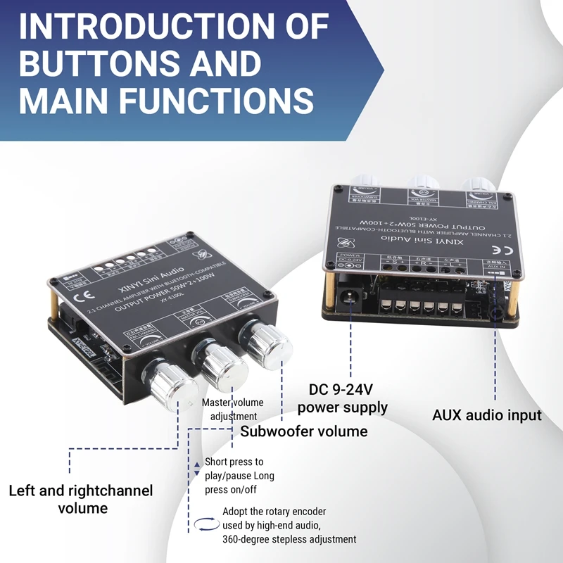 【Superdeals】XY-E100L 2.1 Channel For Bluetooth Audio Amplifier Module 50Wx2+100W High And Low Tone Subwoofer Amplifier Board Spe