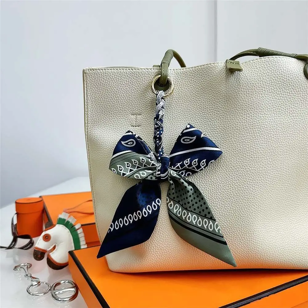 크리 에이 티브 선물 다채로운 실크 스카프 열쇠 고리 활 귀여운 리본 가방 펜던트 장식 Y2K DIY 펜던트 열쇠 고리 쥬얼리 액세서리