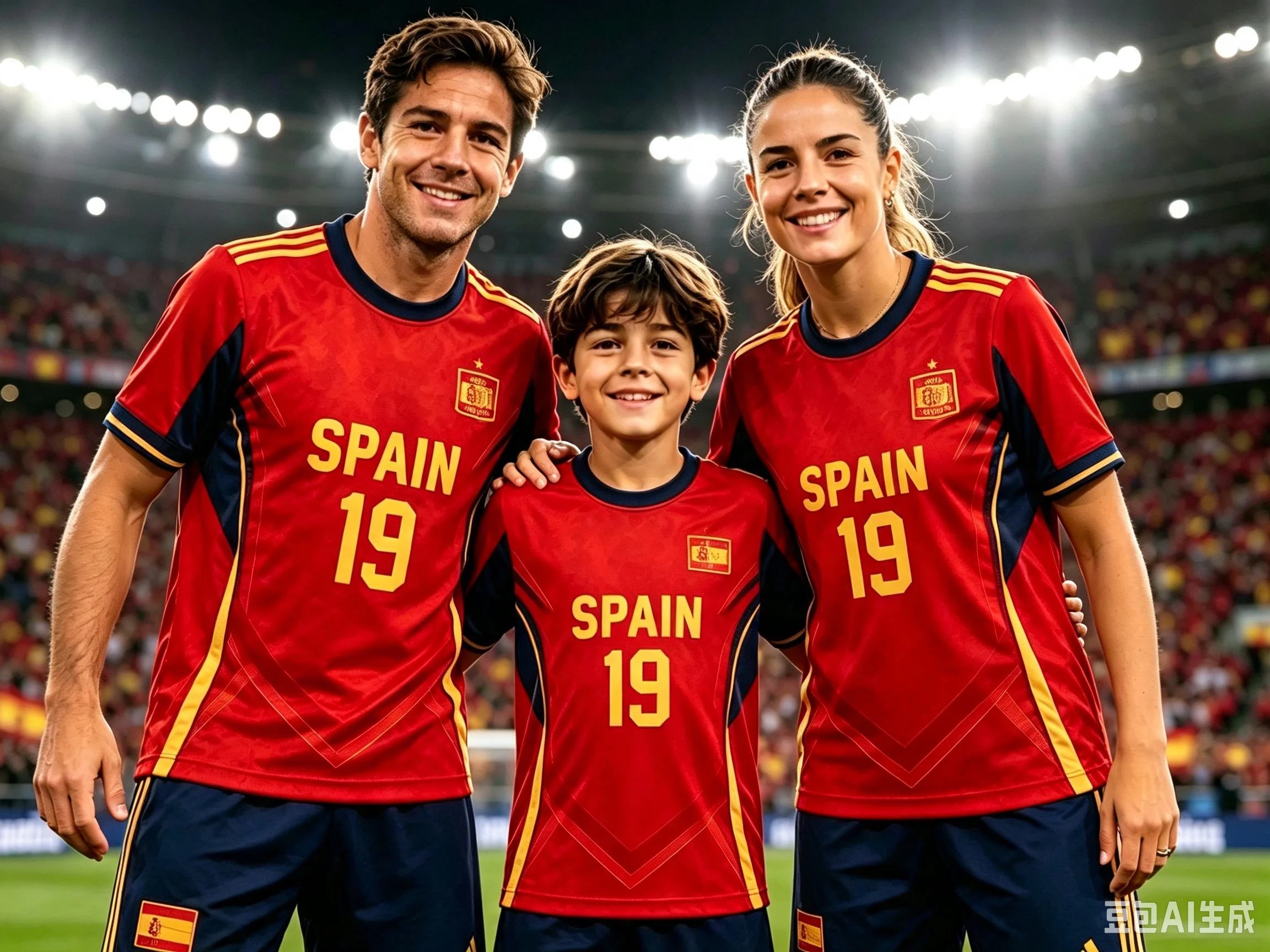 Nr. 19 Fußballtrikot für Damen und Herren im Spanien-Stil, Kurzarm-Shirt für Fans, Sommer-Familien-Outfit, Eltern-Kind-Fußball-Oberteil