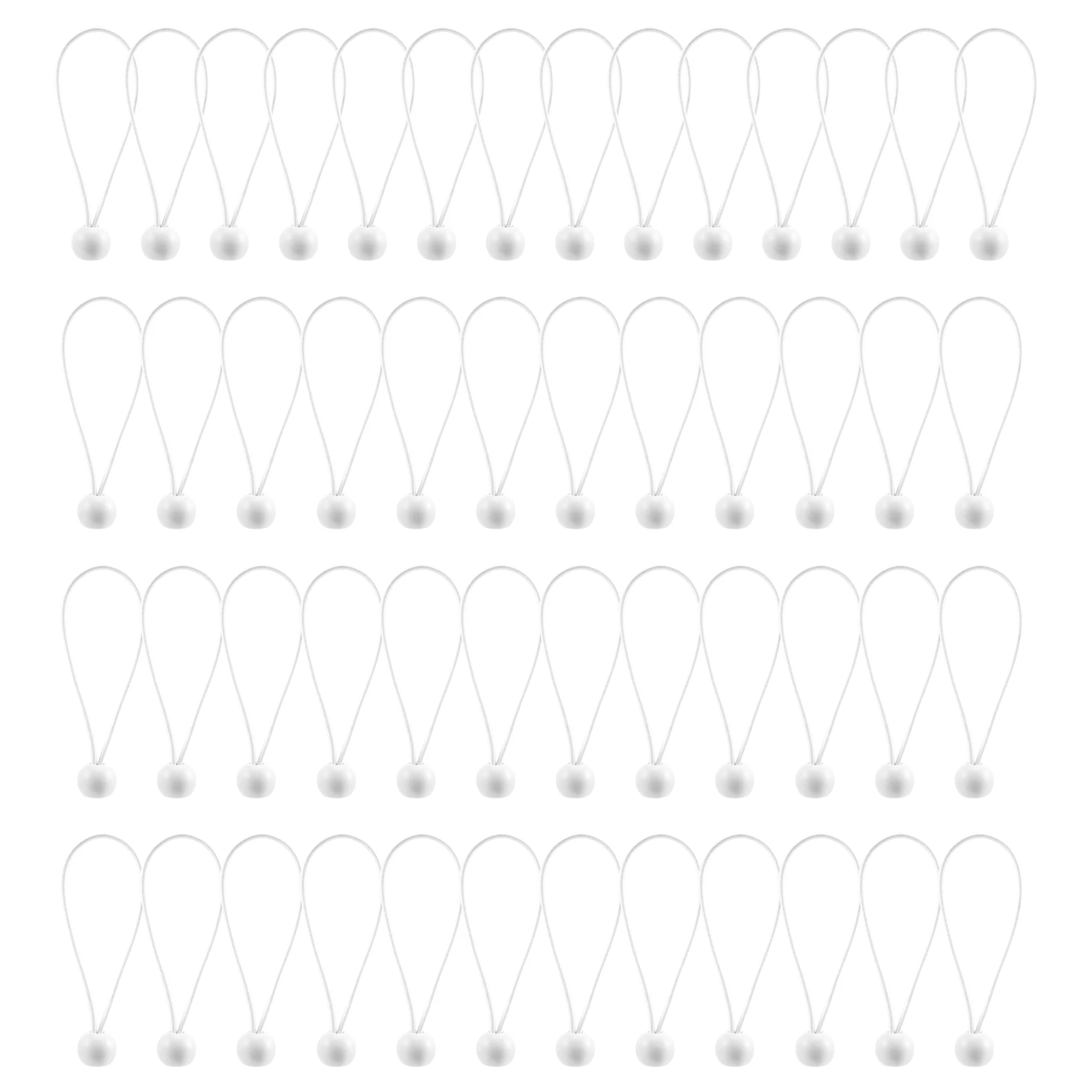 50 Pcs Bungee Cord with Balls Elastic Ties Bungee Toggles Ties for Marquees,Tents Banners,Flag Poles,Tarp (White)