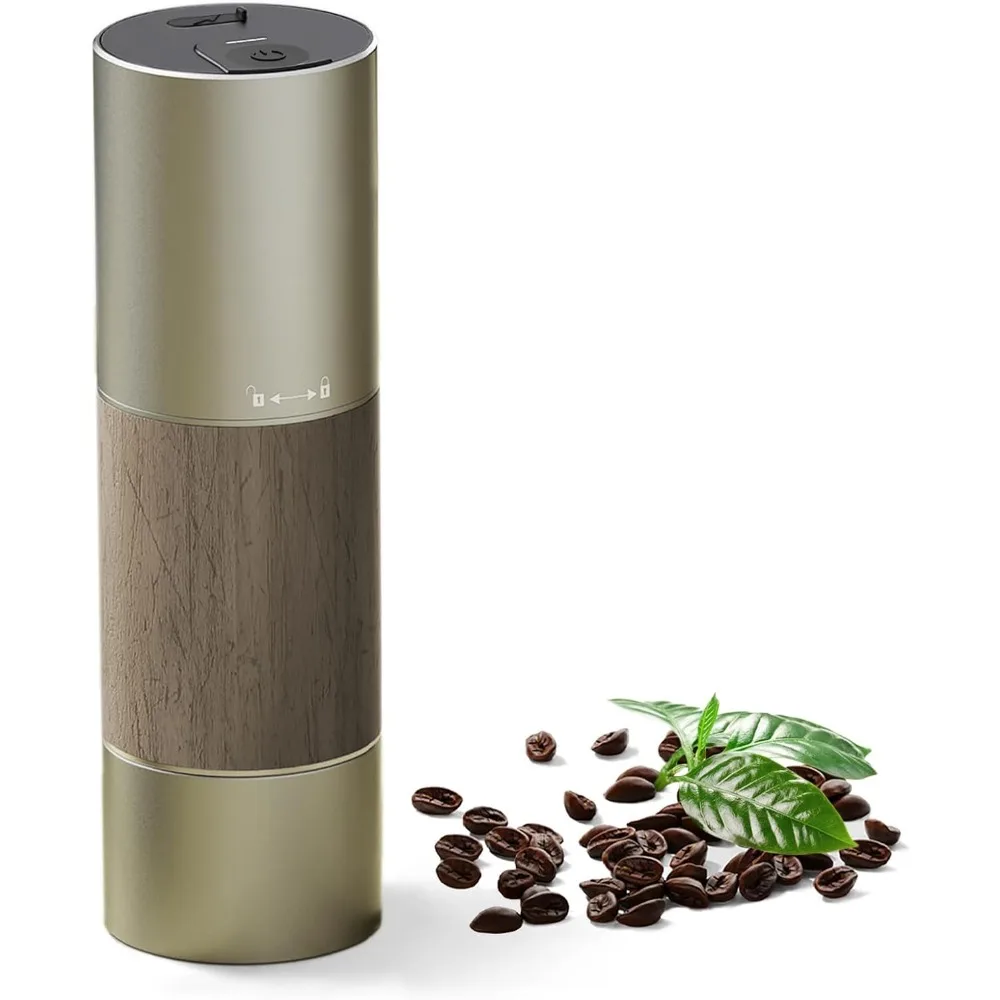 

Coffee Bean Grinder Electric Professional Small Espresso Portable Coffee Grinders for Travel,Camping,Gold.