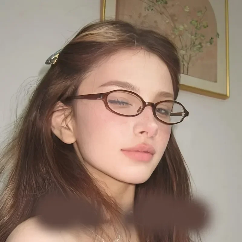Ladies' Retro Small Face Glasses Oval Frame Transparent/Gradient/Splicing Design Suitable for Daily Wear, Party and Computer Use
