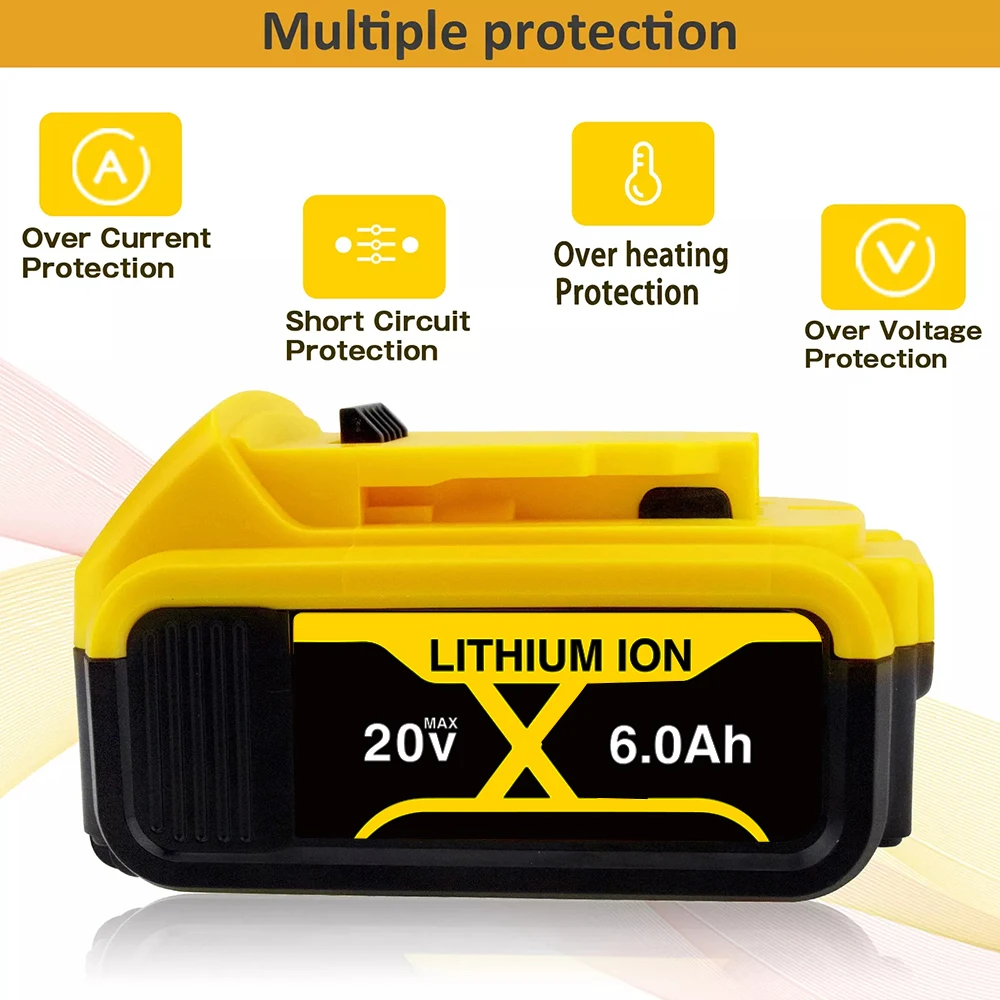 

For Dewalt DCB200 20V 6.0Ah/8.0Ah/12.0Ah Replacement Battery Compatible with For Dewalt 18V/20V Tools Battery+battery charger